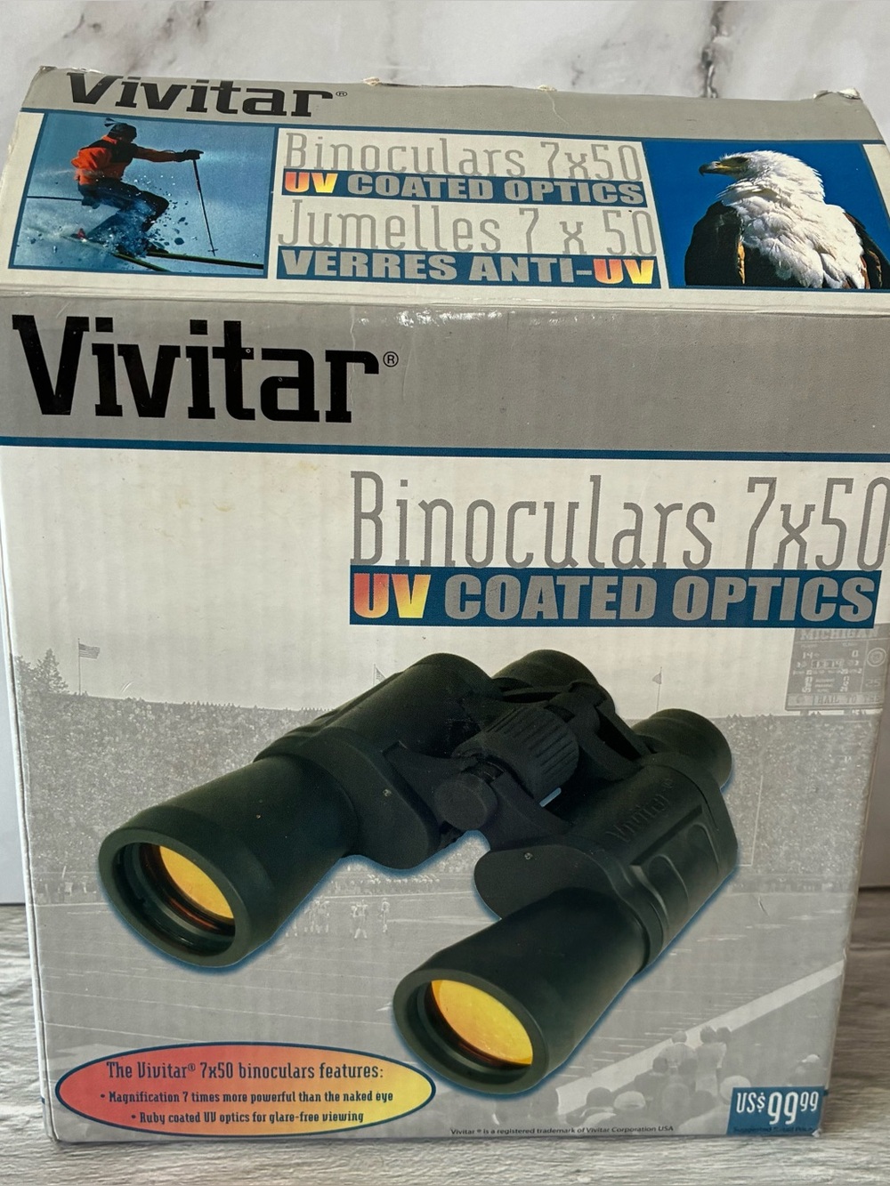 Vivitar Binoculars 7X50 Magnification with UV Coated Optics & Carrying Pouch